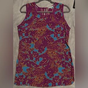 CAbi sleeveless blouse, size M, purple and turquoise color